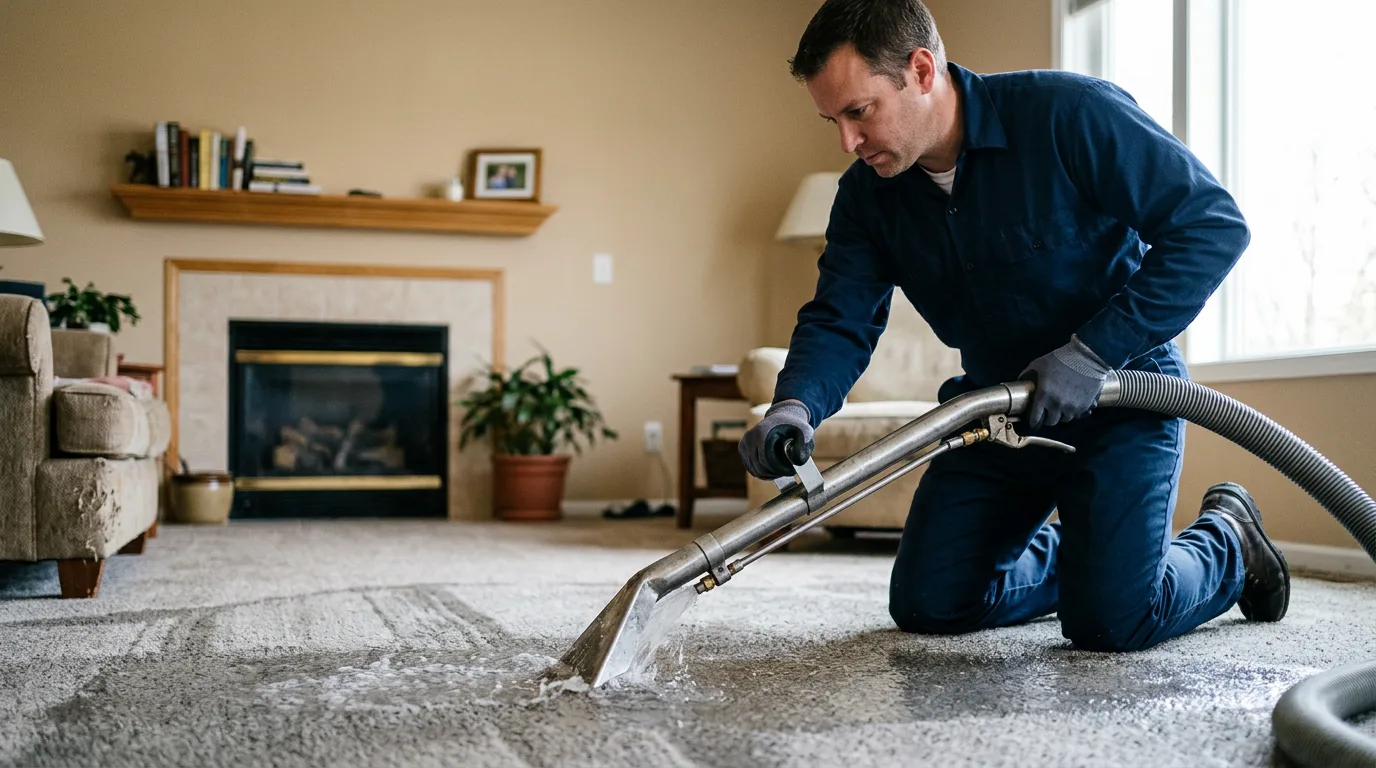 Water damage restoration technician working near Nederland, TX